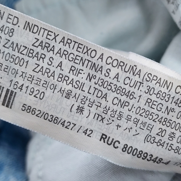 Zara Mid Rise Straight Denim Jeans Size 10 Light Wash - Picture 9 of 9